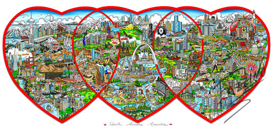 Charles Fazzino Hearts Across America 3D Limited Edition Mixed-Media on Paper