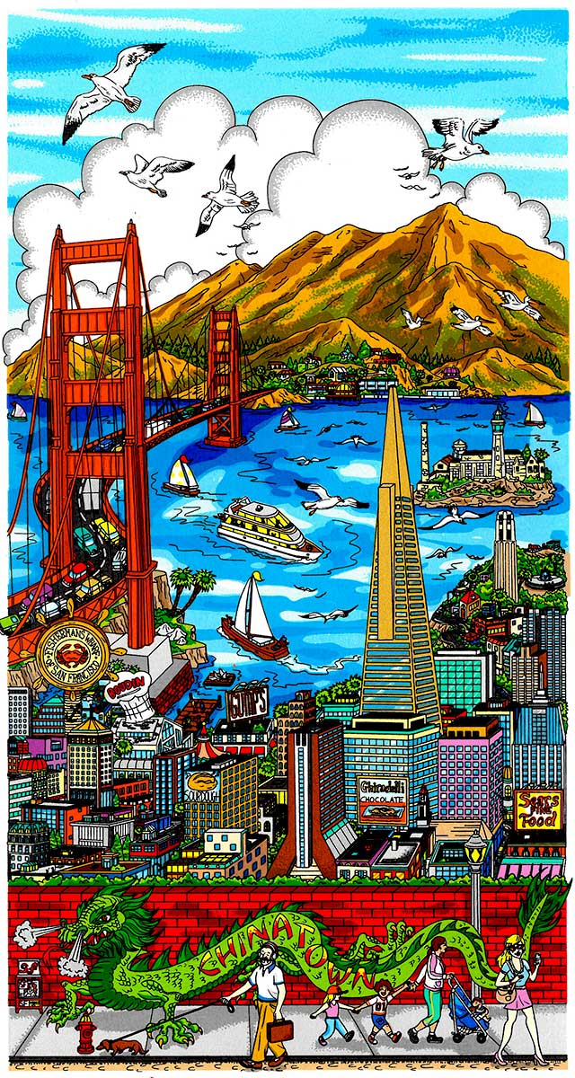 Charles Fazzino High Over San Francisco 3D Limited Edition Silkscreen on Paper