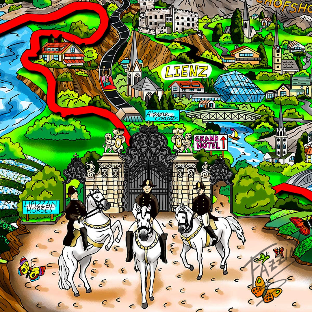 Charles Fazzino The Hills Are Alive…Austria 3D Limited Edition Mixed-Media on Paper