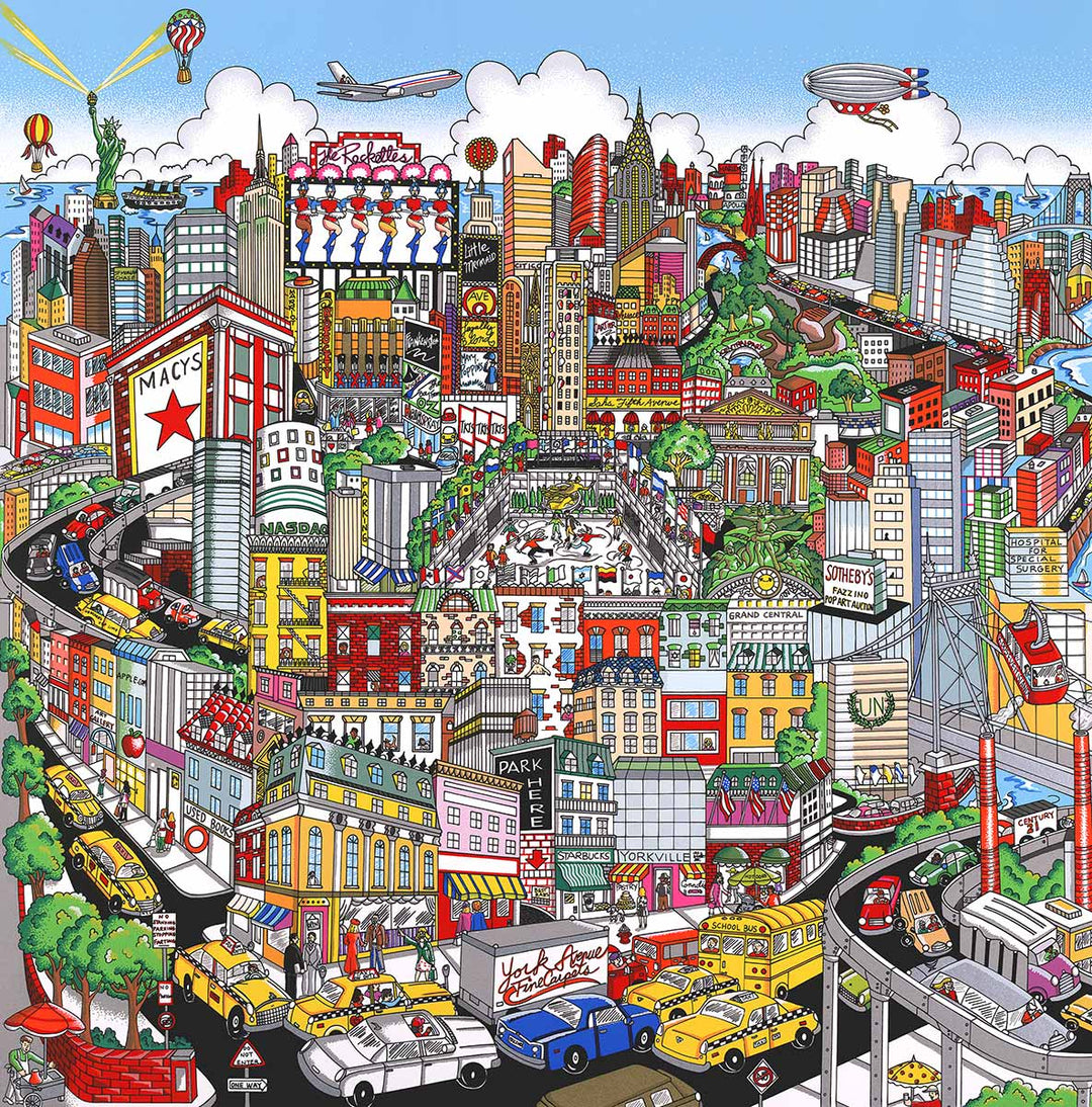 Charles Fazzino Just a Cab Ride Crosstown 3D Limited Edition Silkscreen on Paper