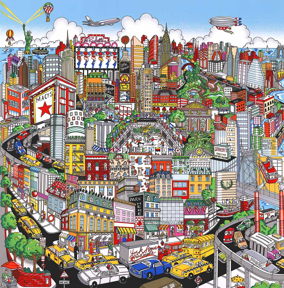 Charles Fazzino Just a Cab Ride Crosstown 3D Limited Edition Silkscreen on Paper