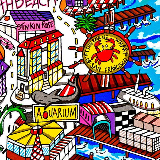 Charles Fazzino Let’s Go Fly a Kite…San Francisco 3D Limited Edition Silkscreen on Paper