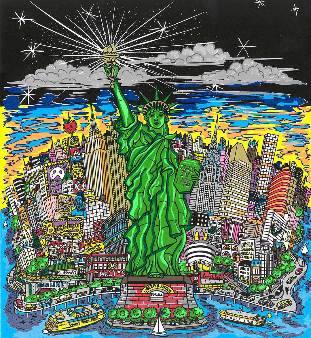 Charles Fazzino Liberty and Justice for All 3D Limited Edition Silkscreen on Paper