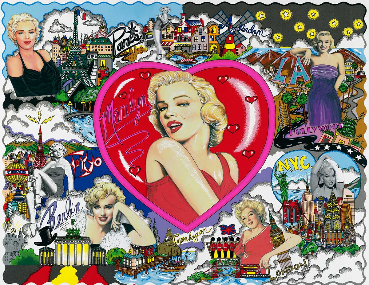 Charles Fazzino Love and Kisses, Marilyn 3D Limited Edition Silkscreen on Paper with mixed-media elements