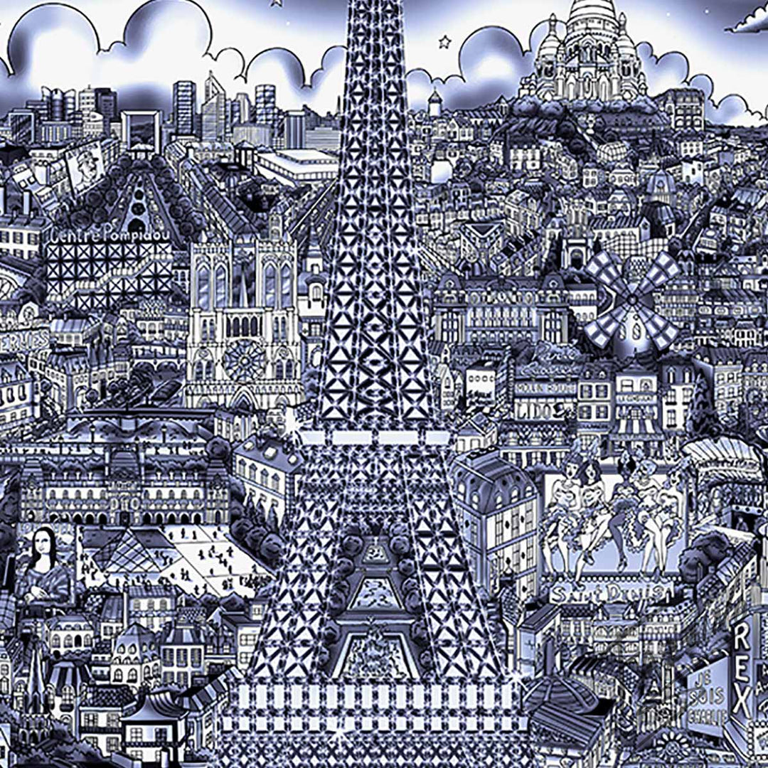 Charles Fazzino Midnight in Paris 3D Limited Edition die-sublimation & mixed-media on aluminum and paper