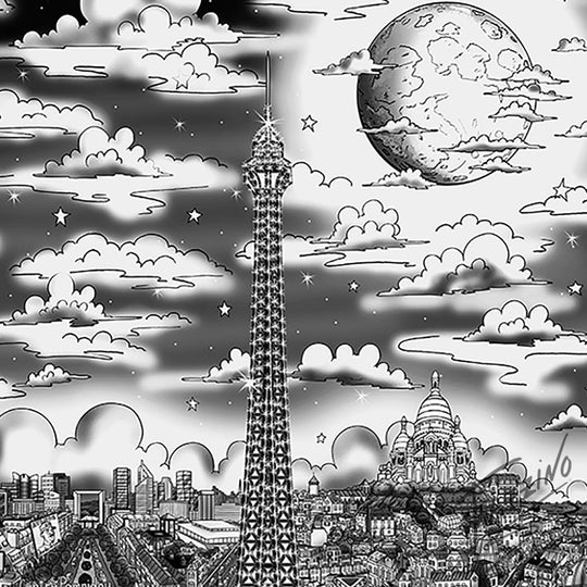 Charles Fazzino Midnight in Paris 3D Limited Edition die-sublimation & mixed-media on aluminum and paper