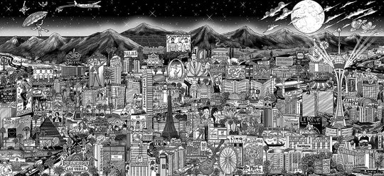 Charles Fazzino Midnight in Vegas 3D Limited Edition die-sublimation & mixed-media on aluminum and paper