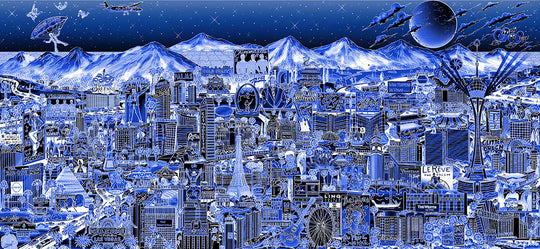 Charles Fazzino Midnight in Vegas 3D Limited Edition die-sublimation & mixed-media on aluminum and paper