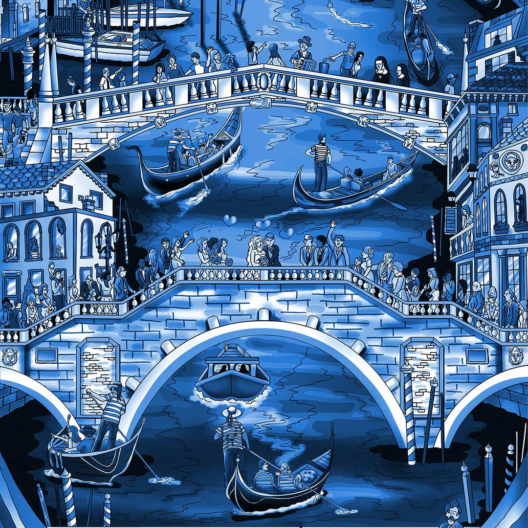 Charles Fazzino Midnight in Venice 3D Limited Edition die-sublimation & mixed-media on aluminum and paper