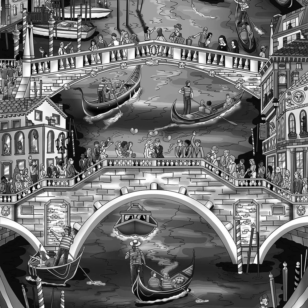 Charles Fazzino Midnight in Venice 3D Limited Edition die-sublimation & mixed-media on aluminum and paper