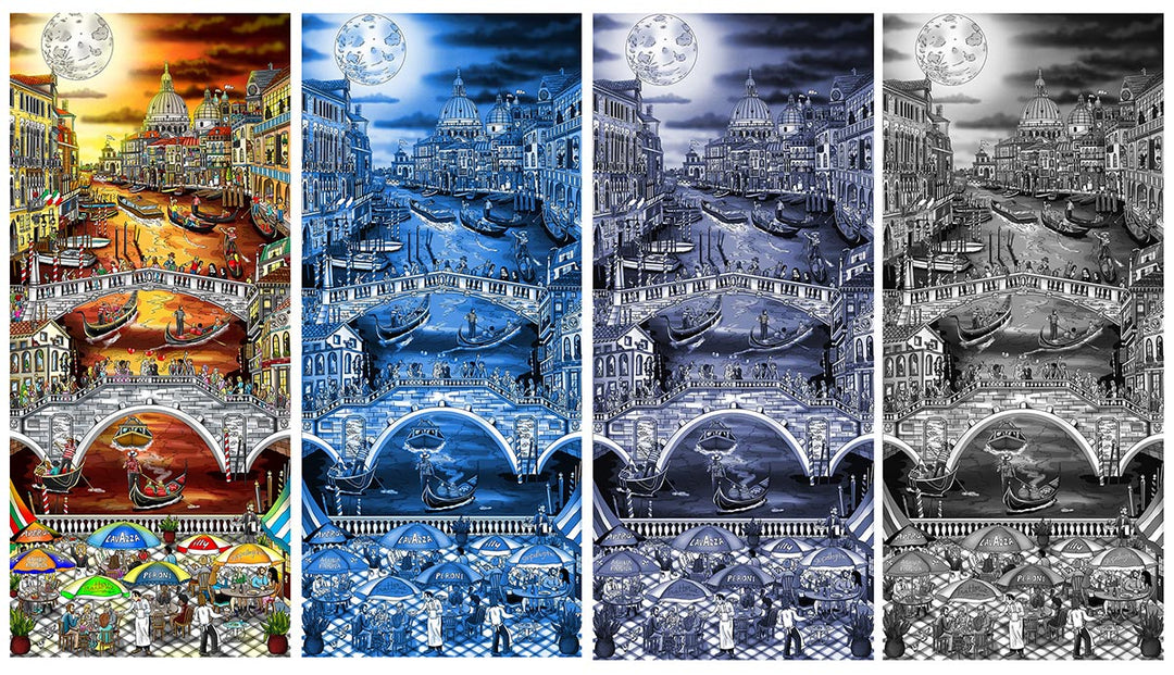 Charles Fazzino Midnight in Venice 3D Limited Edition die-sublimation & mixed-media on aluminum and paper