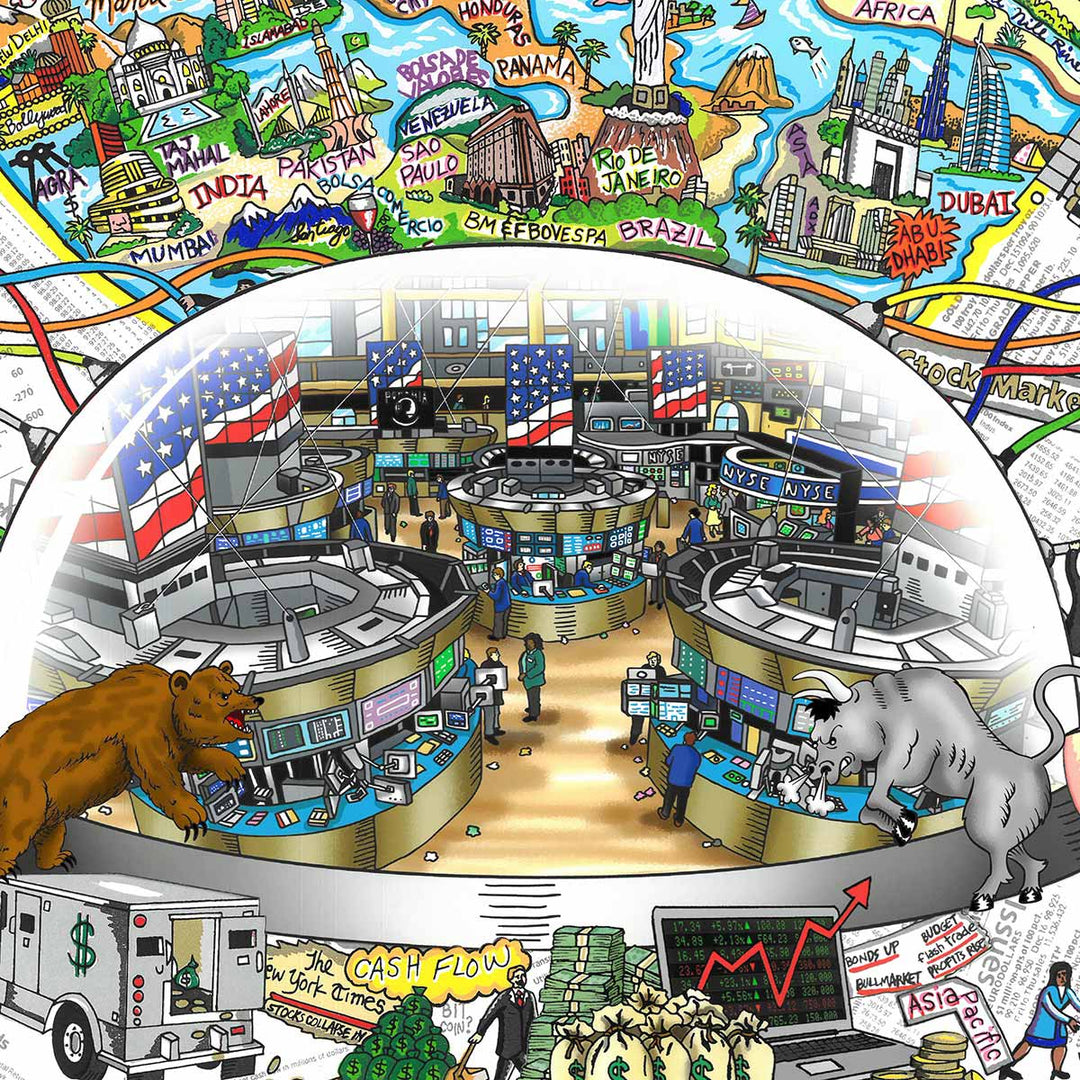 Charles Fazzino Mind Your Money…In Our Digital Age 3D Limited Edition Silkscreen on Paper