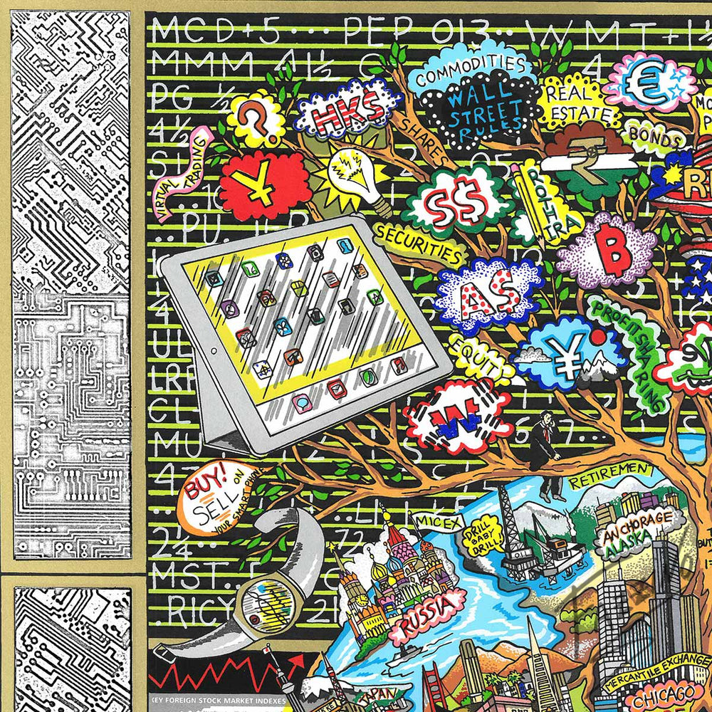 Charles Fazzino Mind Your Money…In Our Digital Age 3D Limited Edition Silkscreen on Paper