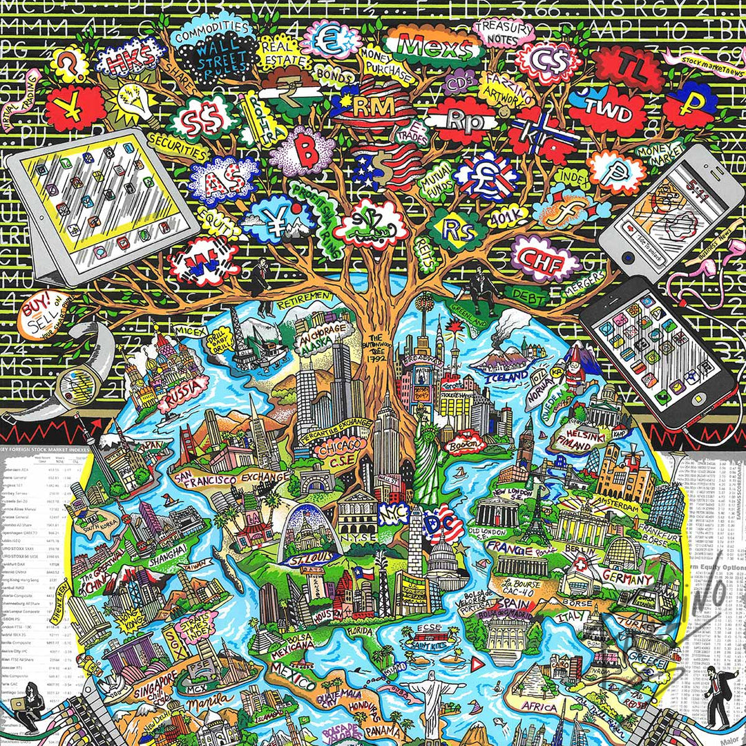 Charles Fazzino Mind Your Money…In Our Digital Age 3D Limited Edition Silkscreen on Paper