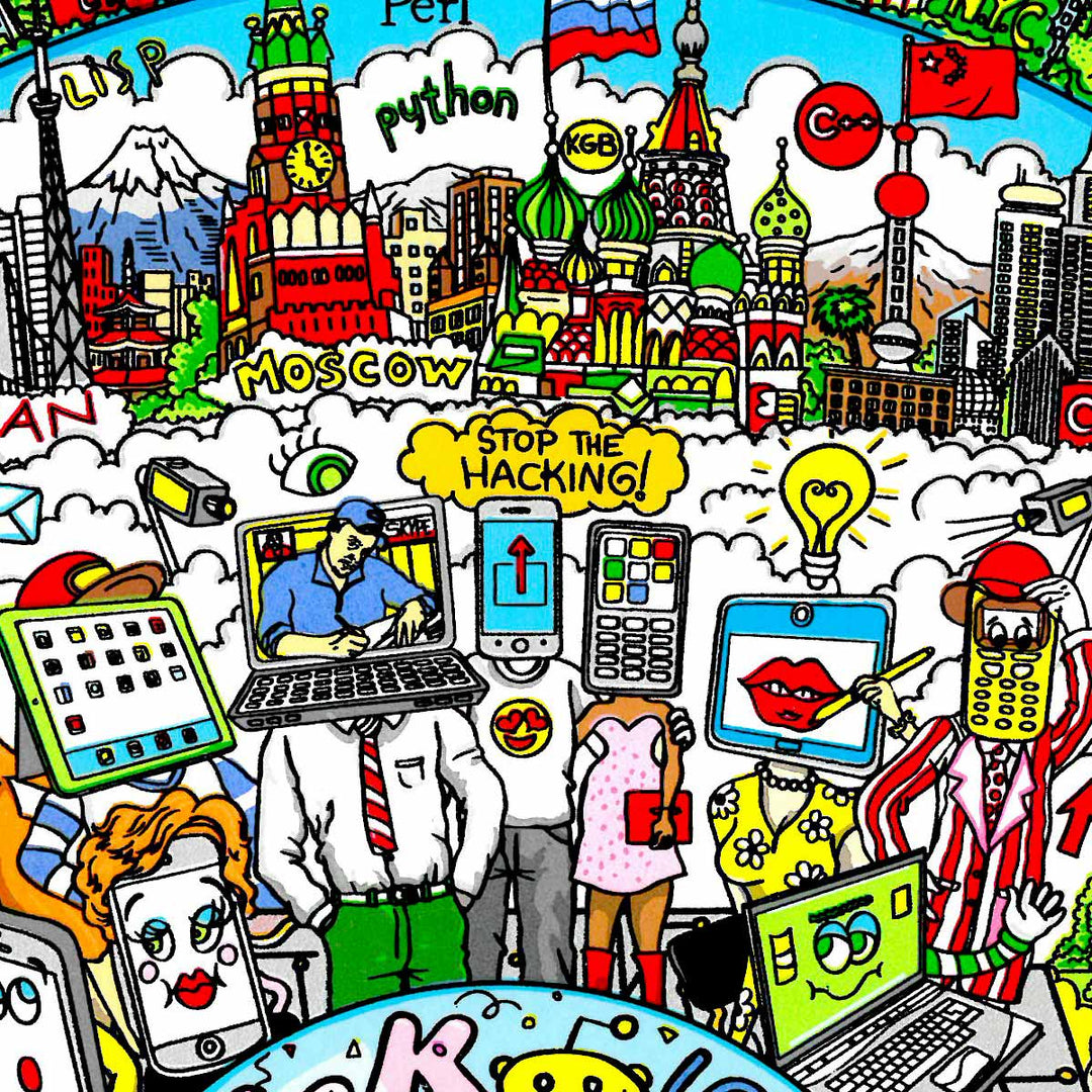 Charles Fazzino Our Technology Takeover 3D Limited Edition Silkscreen on Paper