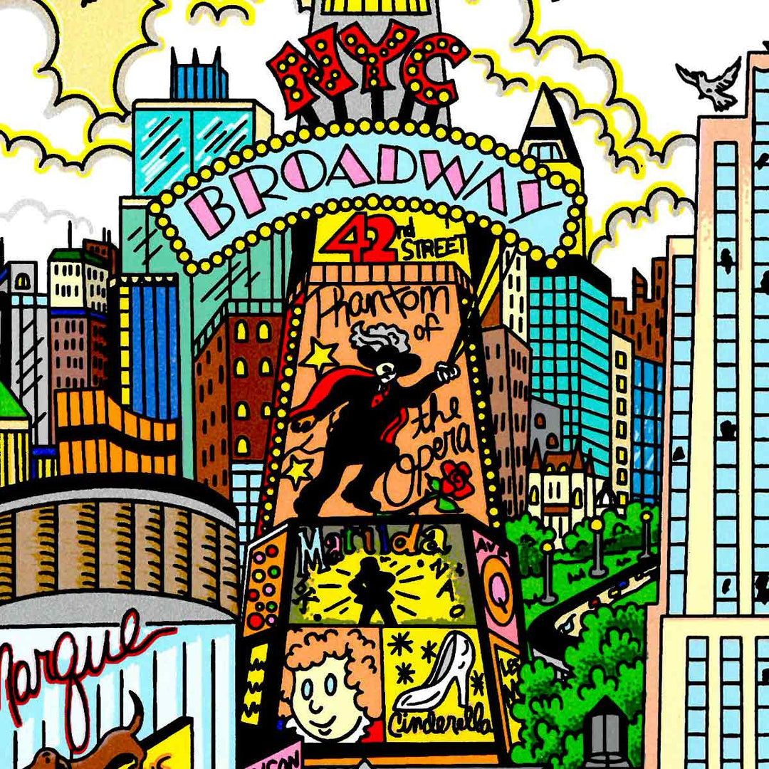Charles Fazzino Pigeons Dropping in on NYC 3D Limited Edition Silkscreen on Paper