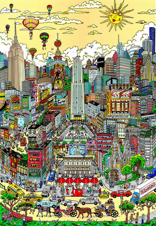 Charles Fazzino Pigeons Dropping in on NYC 3D Limited Edition Silkscreen on Paper