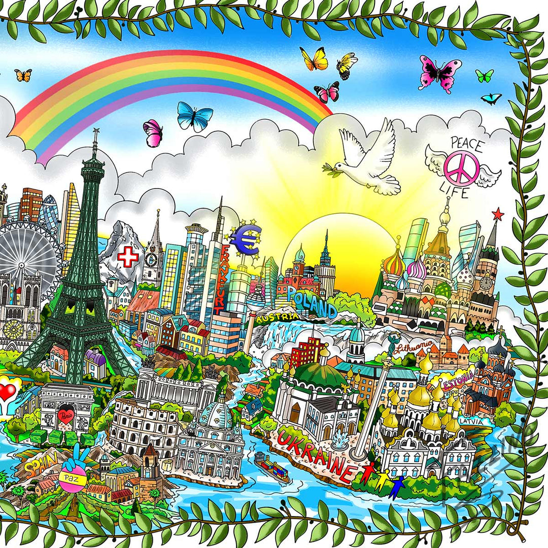 Charles Fazzino A Prayer for Peace 3D Limited Edition Mixed-Media on Paper