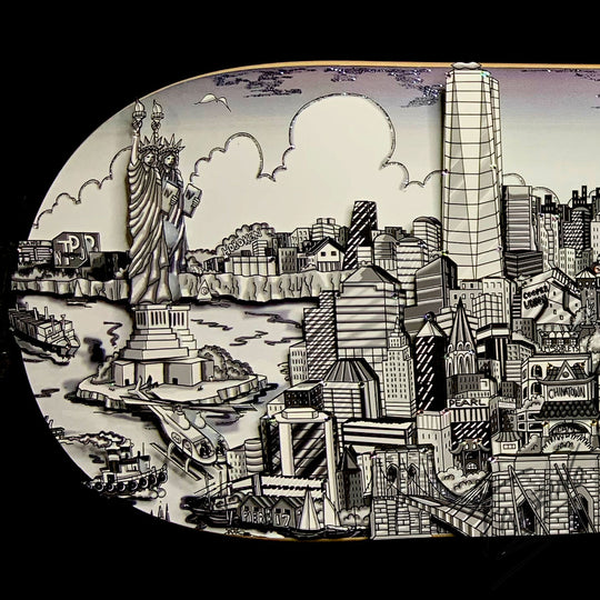 Charles Fazzino Reflections of Manhattan Skateboard Deck 3D Limited Edition Print on Authentic Skateboard Deck
