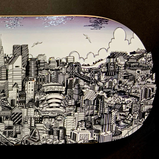 Charles Fazzino Reflections of Manhattan Skateboard Deck 3D Limited Edition Print on Authentic Skateboard Deck
