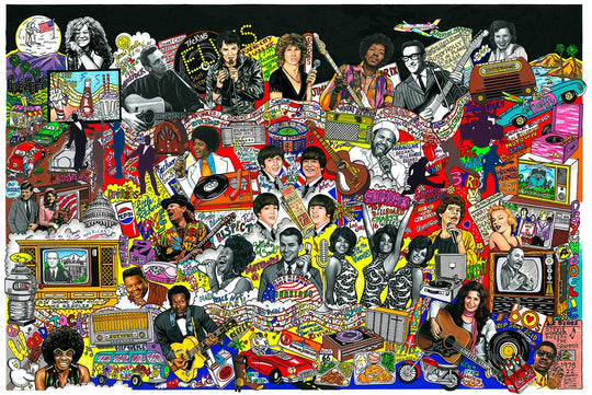 Charles Fazzino Rockin’ Through the 1960’s 3D Limited Edition Silkscreen on Paper with mixed-media elements