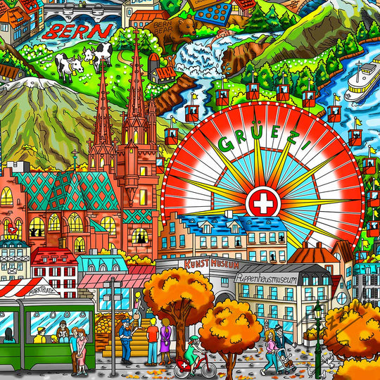 Charles Fazzino Seasonally Switzerland 3D Limited Edition Mixed-Media on Paper