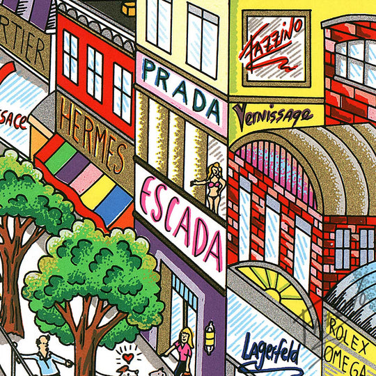 Charles Fazzino Shopping Dusseldorf 3D Limited Edition Silkscreen on Paper