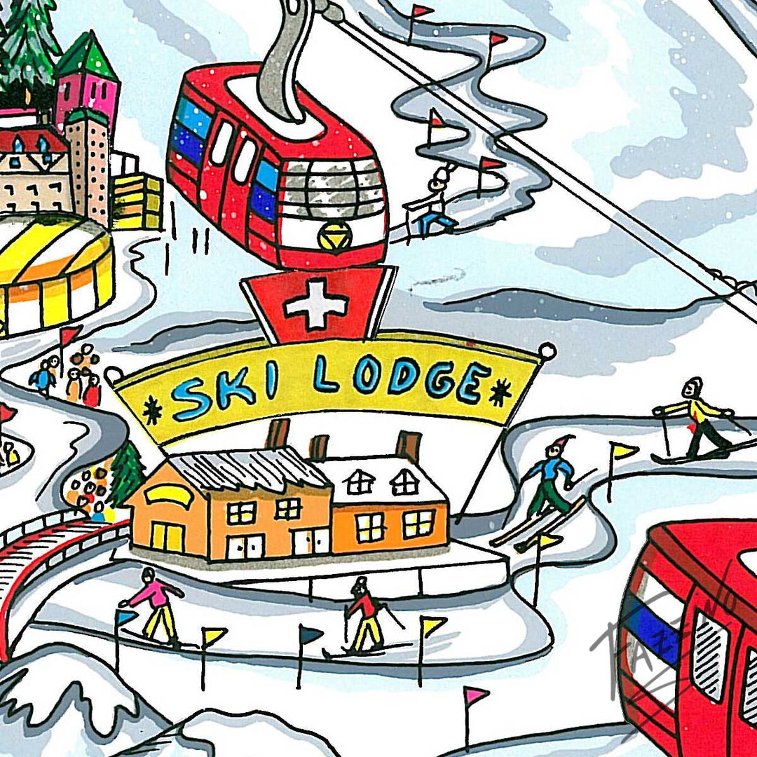 Charles Fazzino Ski Vacation 3D Limited Edition Silkscreen on Paper