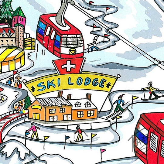 Charles Fazzino Ski Vacation 3D Limited Edition Silkscreen on Paper