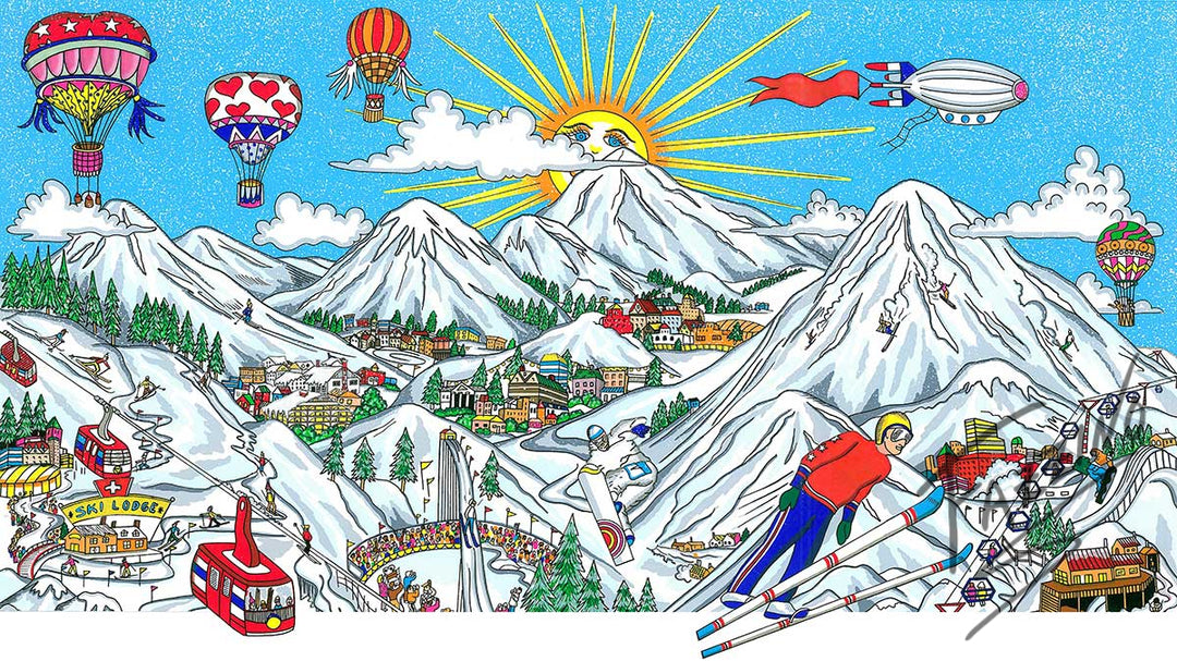 Charles Fazzino Ski Vacation 3D Limited Edition Silkscreen on Paper