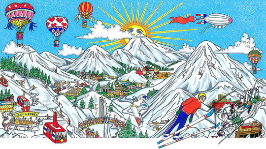 Charles Fazzino Ski Vacation 3D Limited Edition Silkscreen on Paper