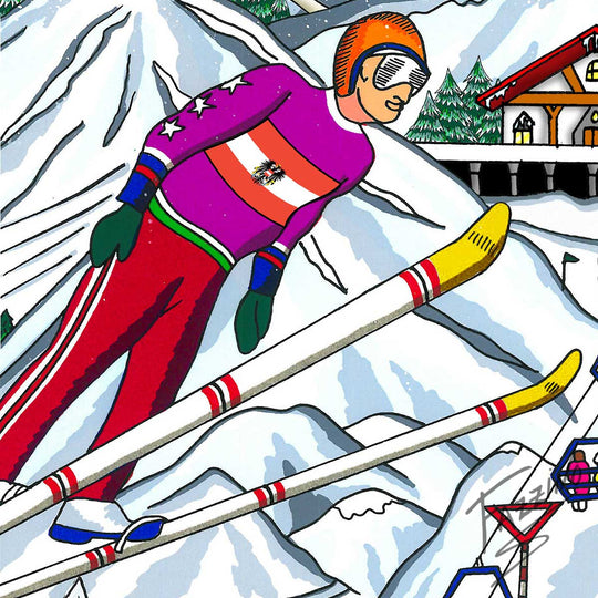 Charles Fazzino Skiing Austria 3D Limited Edition Silkscreen on Paper