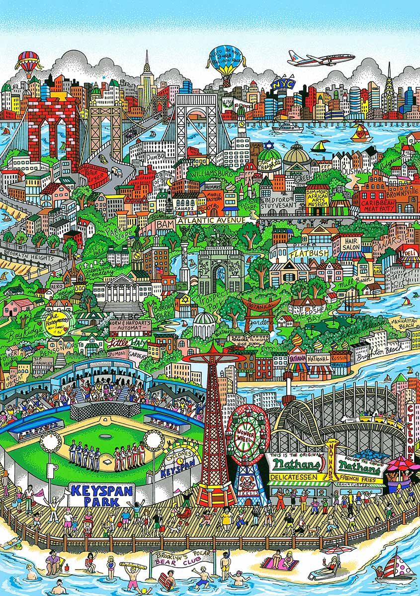 Charles Fazzino Take the B-Train to Brooklyn 3D Limited Edition Silkscreen on Paper