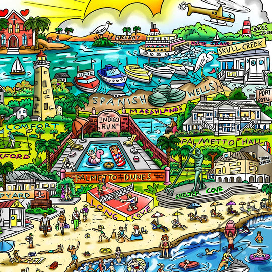 Charles Fazzino The Glamour of Hilton Head 3D Limited Edition Mixed-Media on Paper