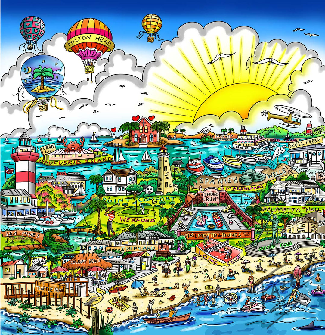Charles Fazzino The Glamour of Hilton Head 3D Limited Edition Mixed-Media on Paper