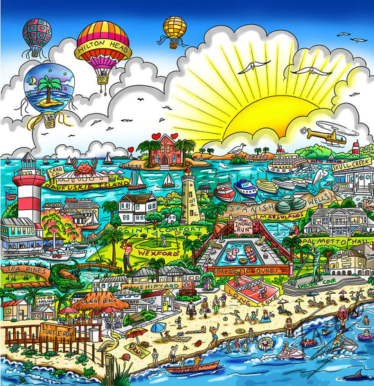 Charles Fazzino The Glamour of Hilton Head 3D Limited Edition Mixed-Media on Paper