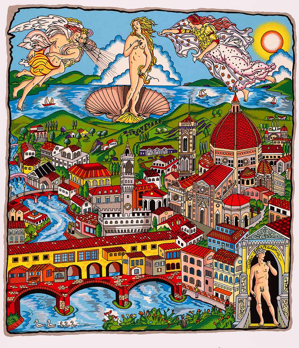 Charles Fazzino The Italy Suite: Florence 3D Limited Edition Silkscreen on Paper