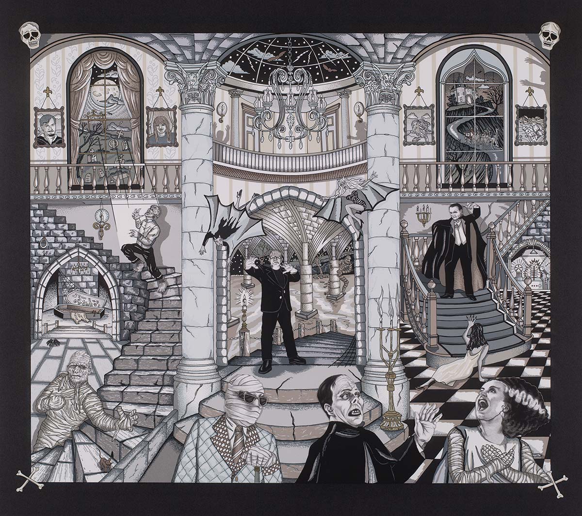 Charles Fazzino The Monsters of Universal Studios 3D Limited Edition Silkscreen on Paper
