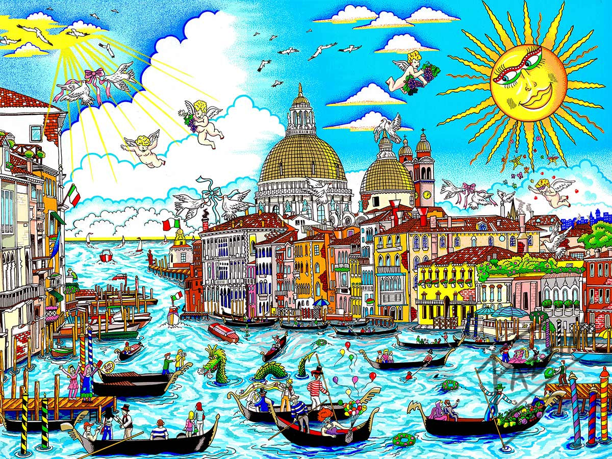 Charles Fazzino The Sun Rises Over Venice 3D Limited Edition Silkscreen on Paper