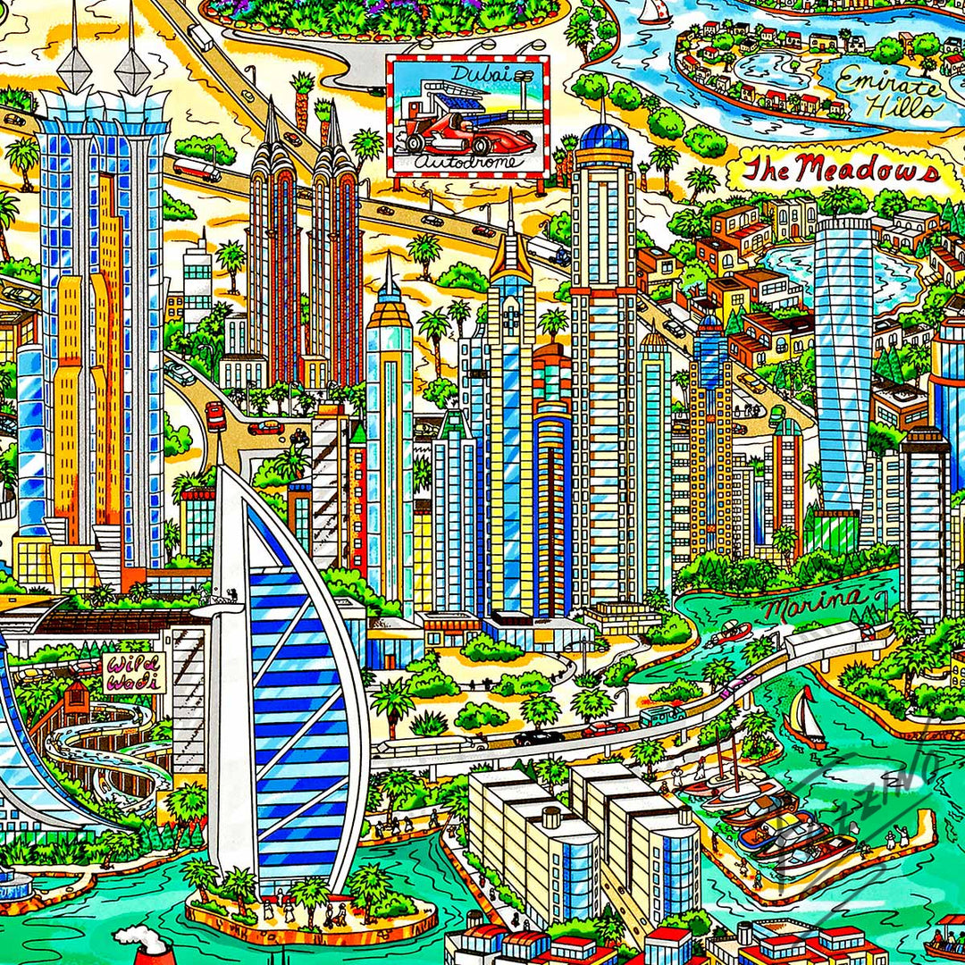 Charles Fazzino The Wonders of Dubai 3D Limited Edition Silkscreen on Paper