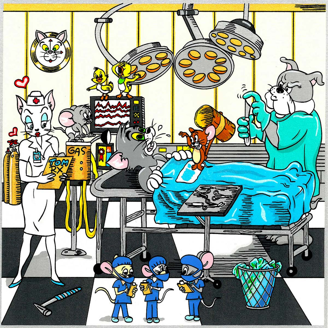 Charles Fazzino Tom & Jerry’s Surgical CATastrophe 3D Limited Edition Silkscreen on Paper