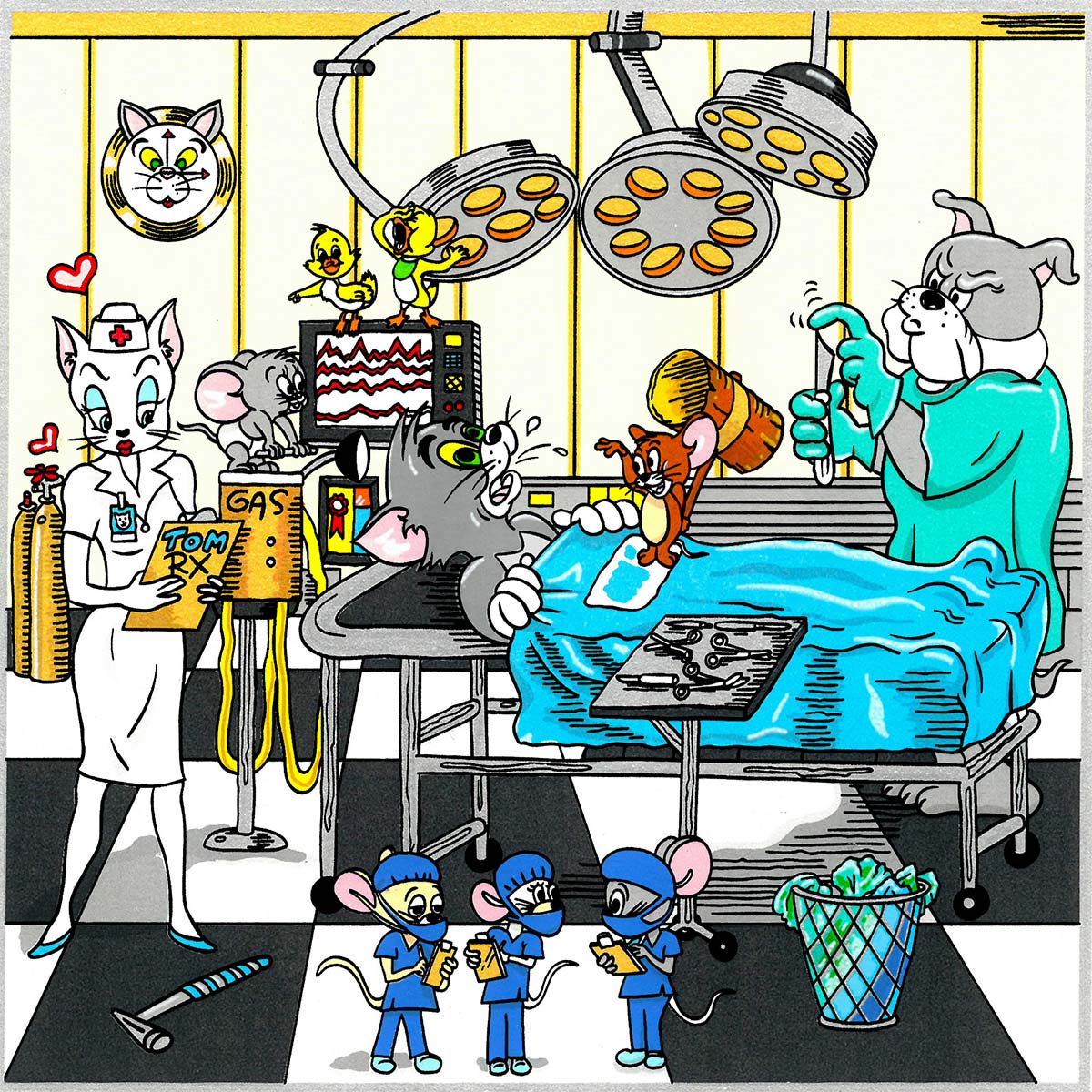 Charles Fazzino Tom & Jerry’s Surgical CATastrophe 3D Limited Edition Silkscreen on Paper