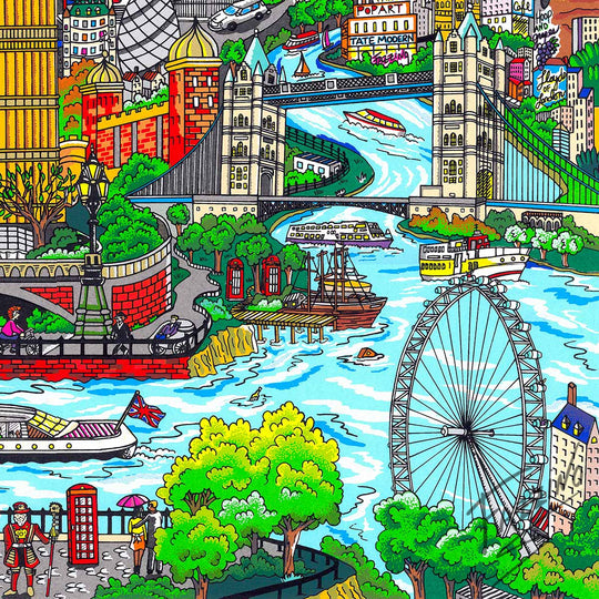 Charles Fazzino Touch Down in London Town 3D Limited Edition Silkscreen on Paper