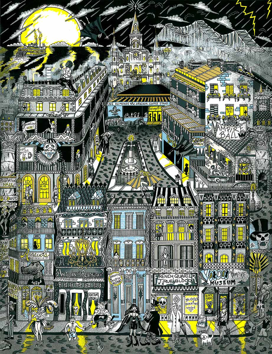 Charles Fazzino Vampires…The Twilight of New Orleans 3D Limited Edition Silkscreen on Paper
