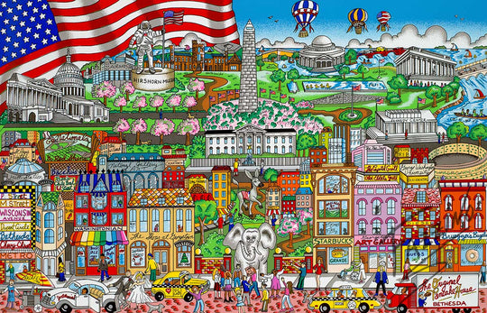 Charles Fazzino Washington Welcomes You 3D Limited Edition Silkscreen on Paper