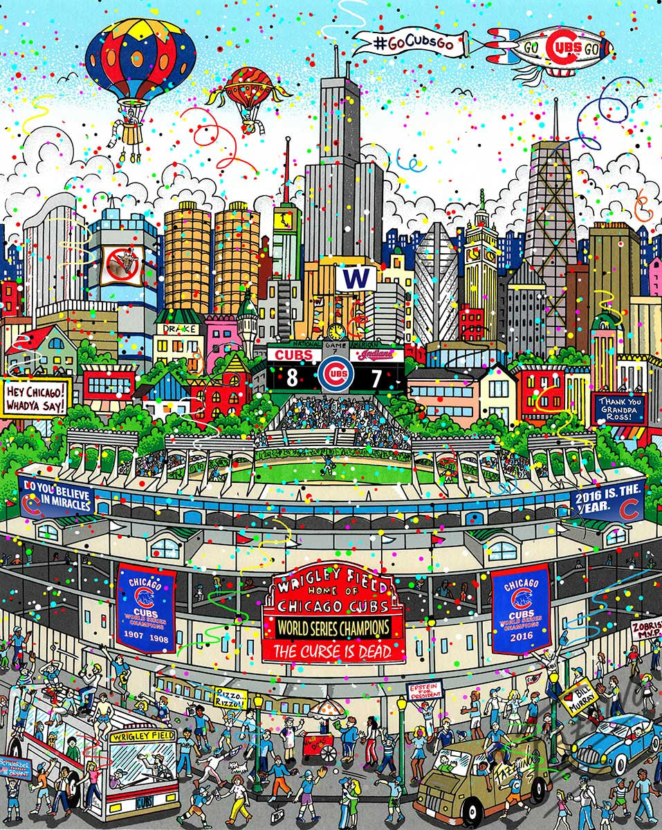 Charles Fazzino Wrigley Field Home of the Cubbies 3D Limited Edition Mixed-Media on Paper