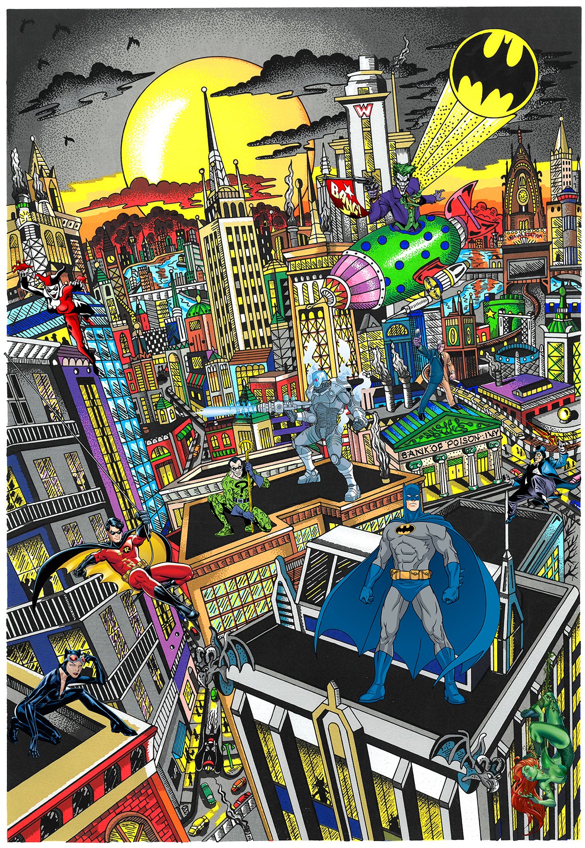 Charles Fazzino Batman Rules the Night 3D Limited Edition Silkscreen on Paper