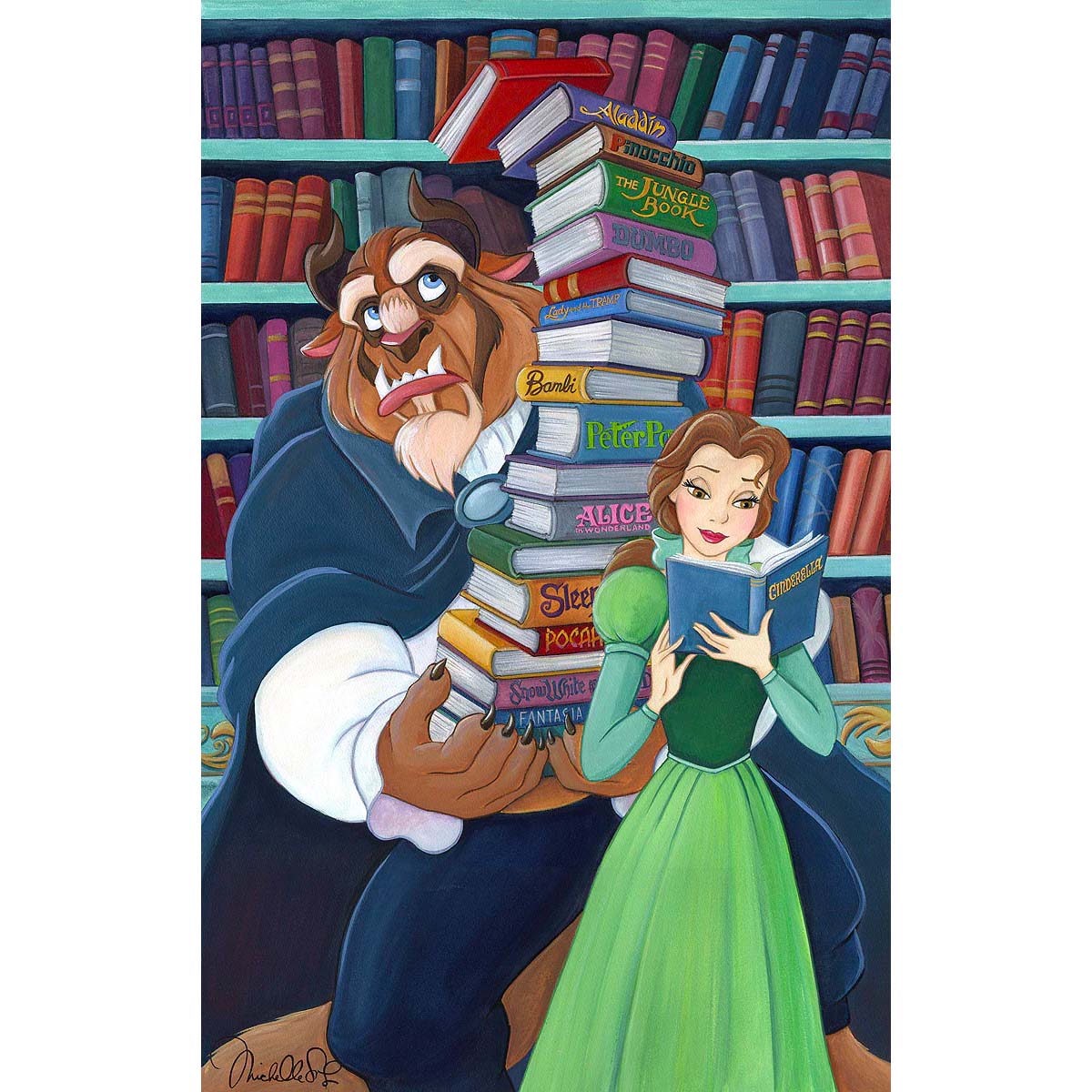 Michelle St. Laurent Disney "Belle's Books" Limited Edition Canvas Giclee