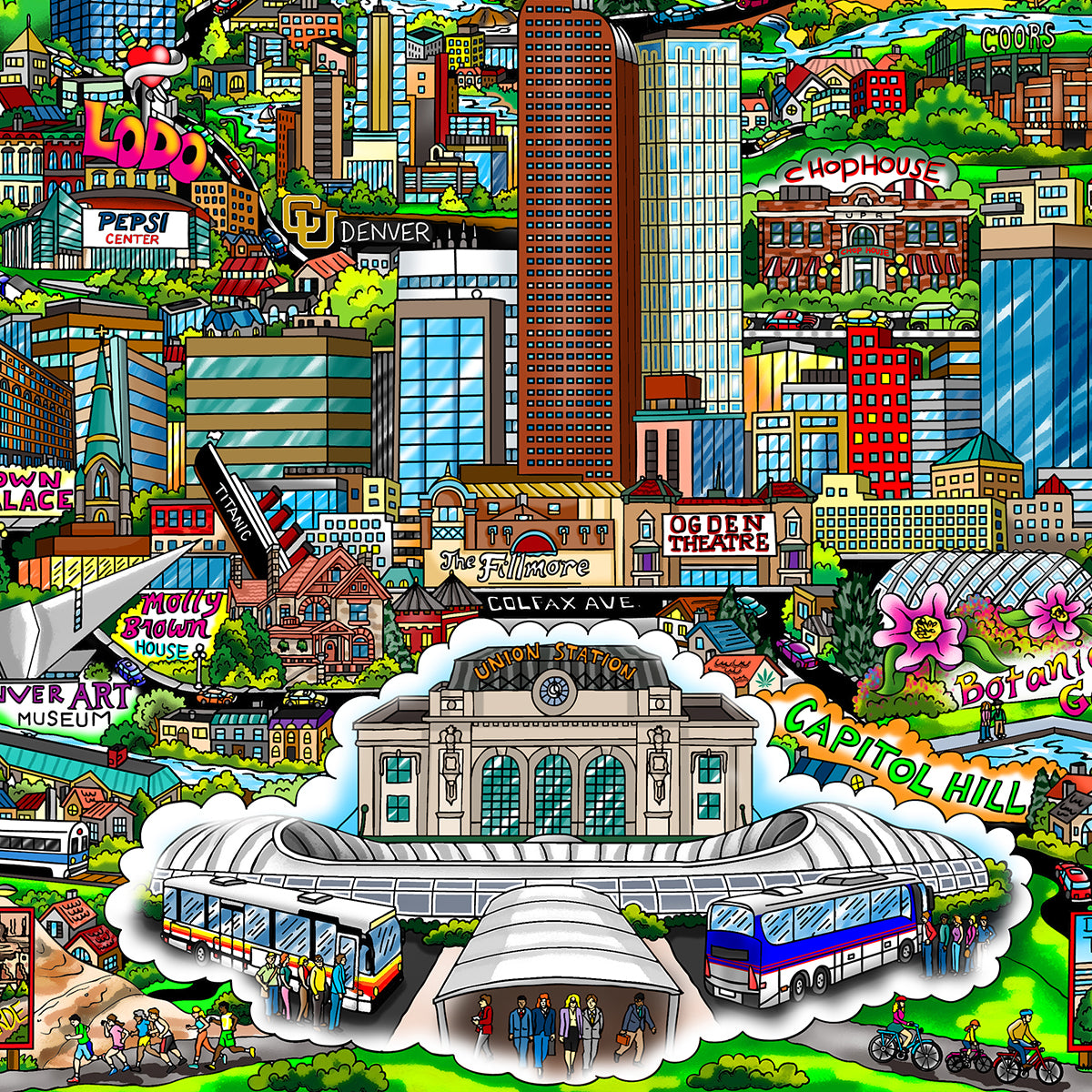 Charles Fazzino "Colorado on My Mind" 3D Limited Edition Mixed-Media on Paper