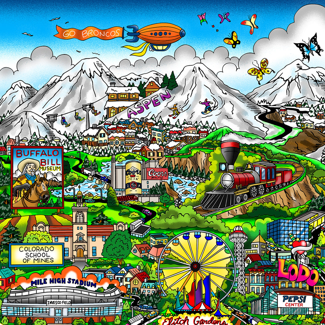 Charles Fazzino Colorado on My Mind 3D Limited Edition Mixed-Media on Paper